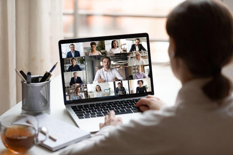 Working professionals meeting virtually for meeting